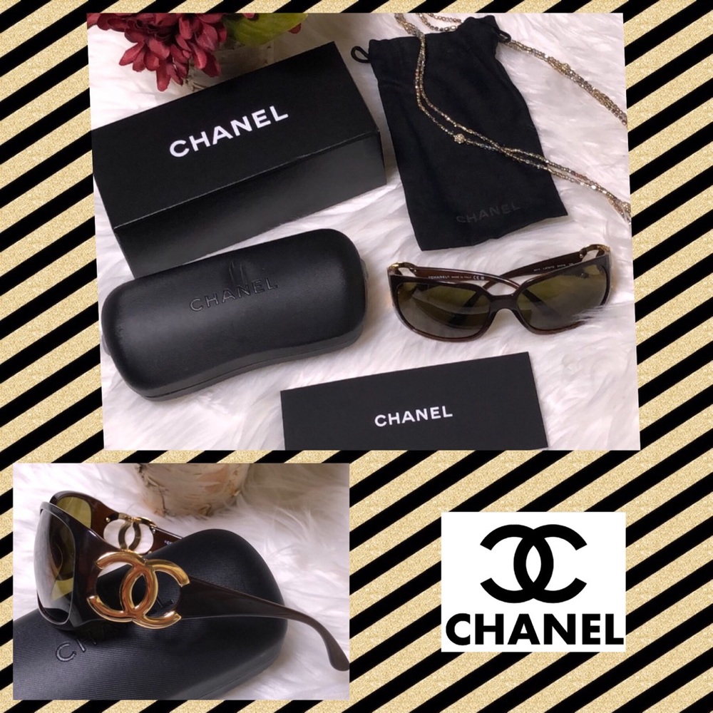 Chanel brown and gold sunglasses